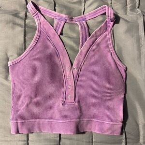 L/XL Zenana Purple Ribbed Crop Top